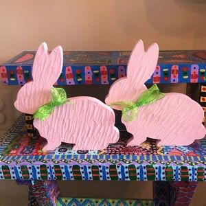 Easter Bunnies Set of 2- Wooden- NWT